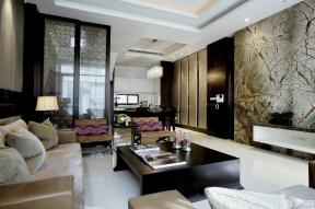 16平米客厅装修 个性壁纸 现代中式风格 65平米 