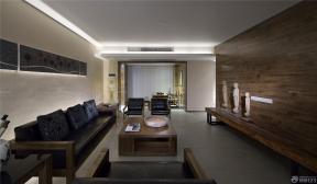 中式实木家具图片 室内设计实景样板间 长方形客厅 中式风格设计 60平米 160平米 
