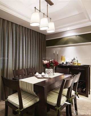 135平米户型美式家装餐厅设计效果图片