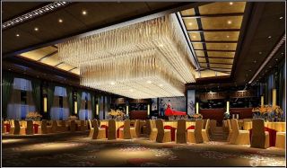 中式风格酒店餐厅水晶灯装修图片