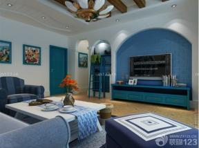 地中海风格设计 2014家装客厅效果图 电视背景墙设计 