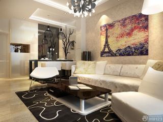 90平米现代设计风格客厅装饰效果图