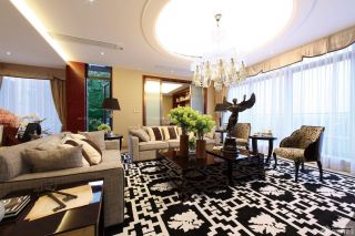 美式家装客厅装潢设计效果图片