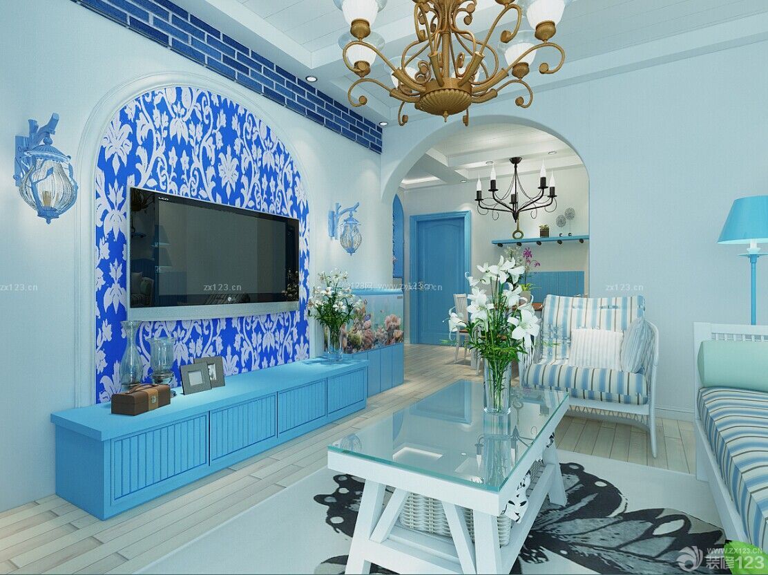 地中海风格设计 客厅装修设计 电视背景墙设计 