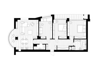 80平米两室两厅平面图设计