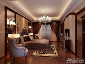 欧式卧室深棕色木地板效果图