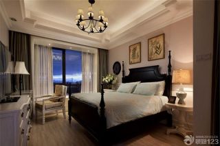 美式风格卧室床头背景墙设计图