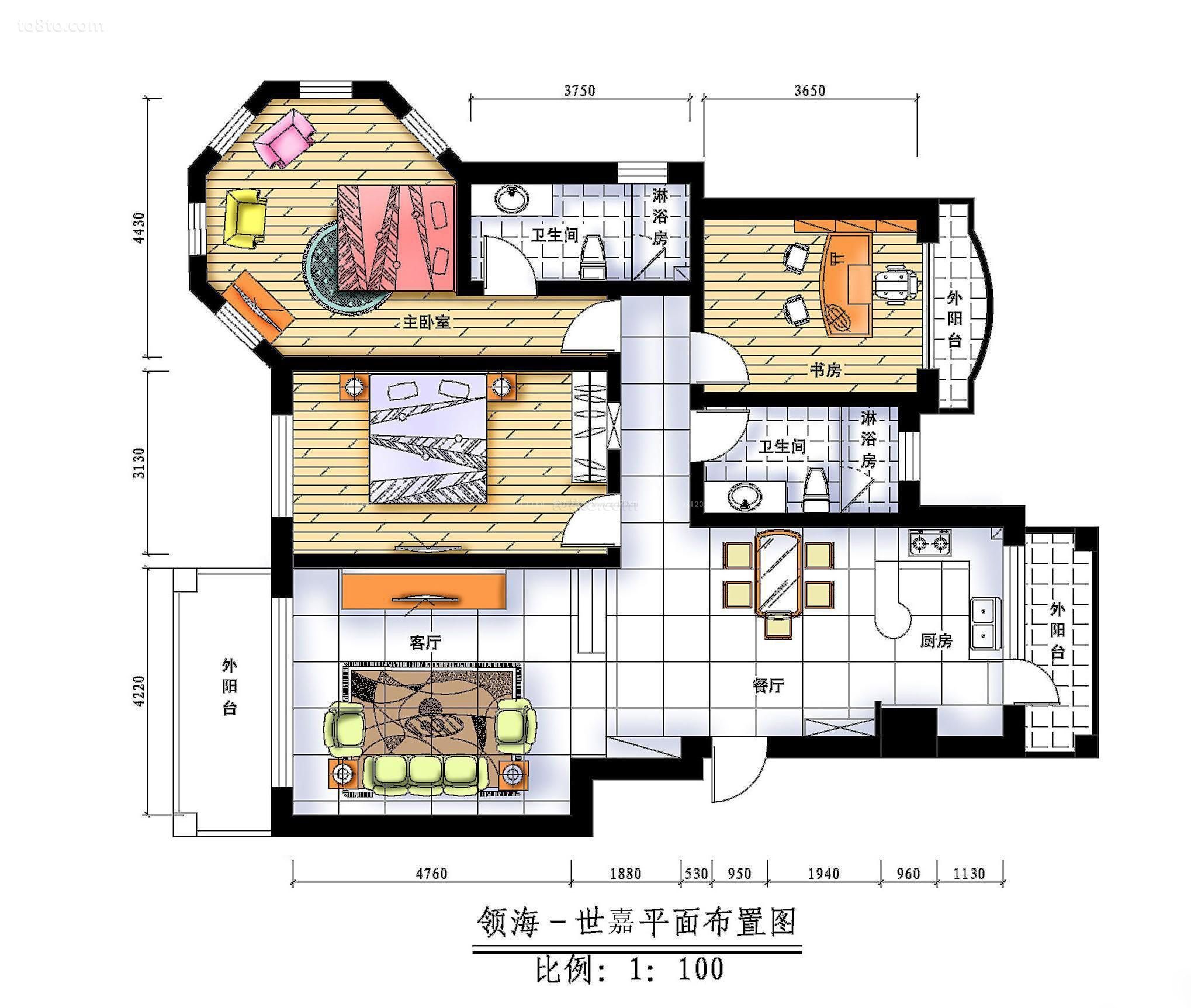 120平方房子三室一厅设计图