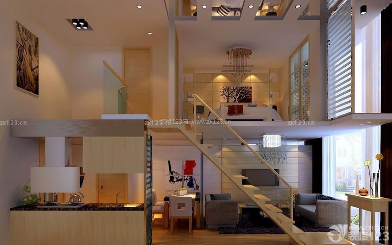 50平loft装修效果图 单身公寓户型图