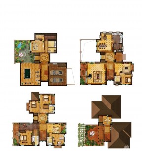 四层别墅户型图 农村房屋设计户型图