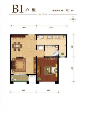 70平米小户型单身公寓户型图