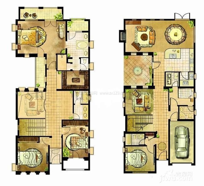 150平米户型图 二层独栋别墅户型图