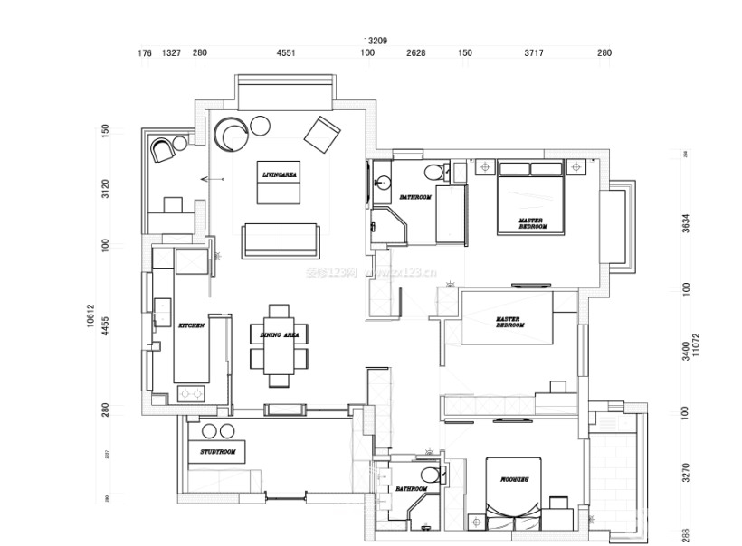 120平米三层简单小联排别墅户型图