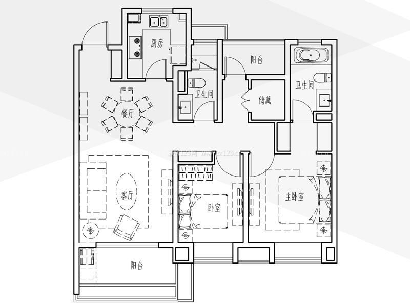 简单两室户型图