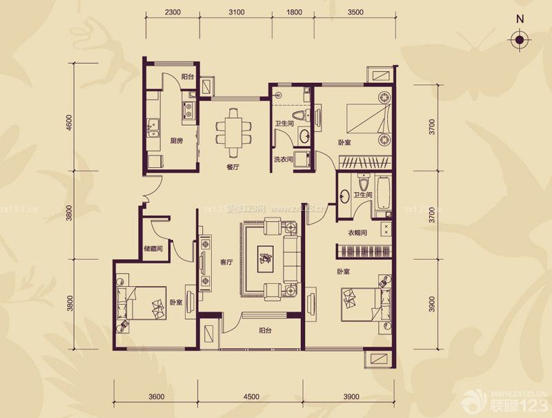 最新三室两厅经典户型图