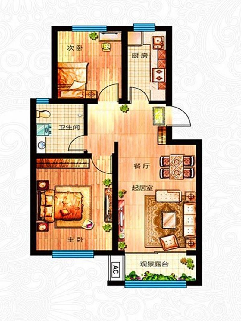 郦景尚都户型图a1户型图 2室1厅 面积:85.27m2