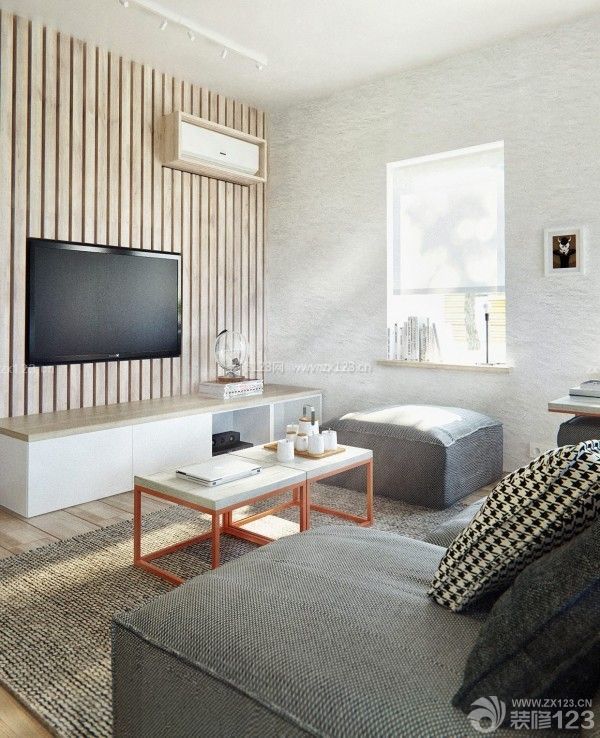 最新45平米小户型一室一厅简欧风格客厅电视背景墙图片