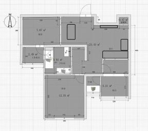 单身公寓一室两厅平面设计图
