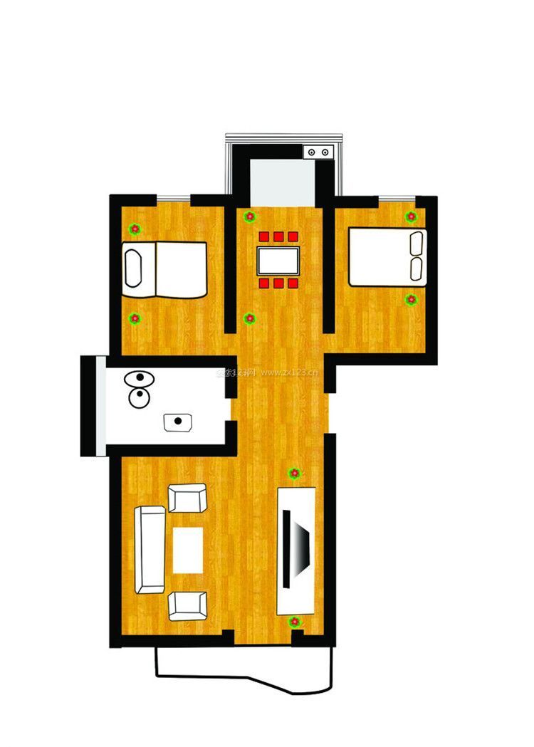 三房两厅一卫户型图