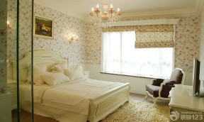 二室一厅韩式花朵壁纸效果图