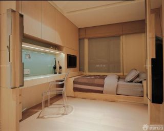 50平单身公寓现代简约风格床装修图片