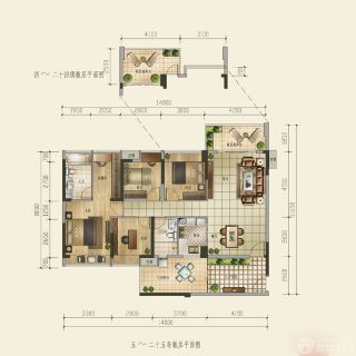 2014经典四室两厅双卫户型图