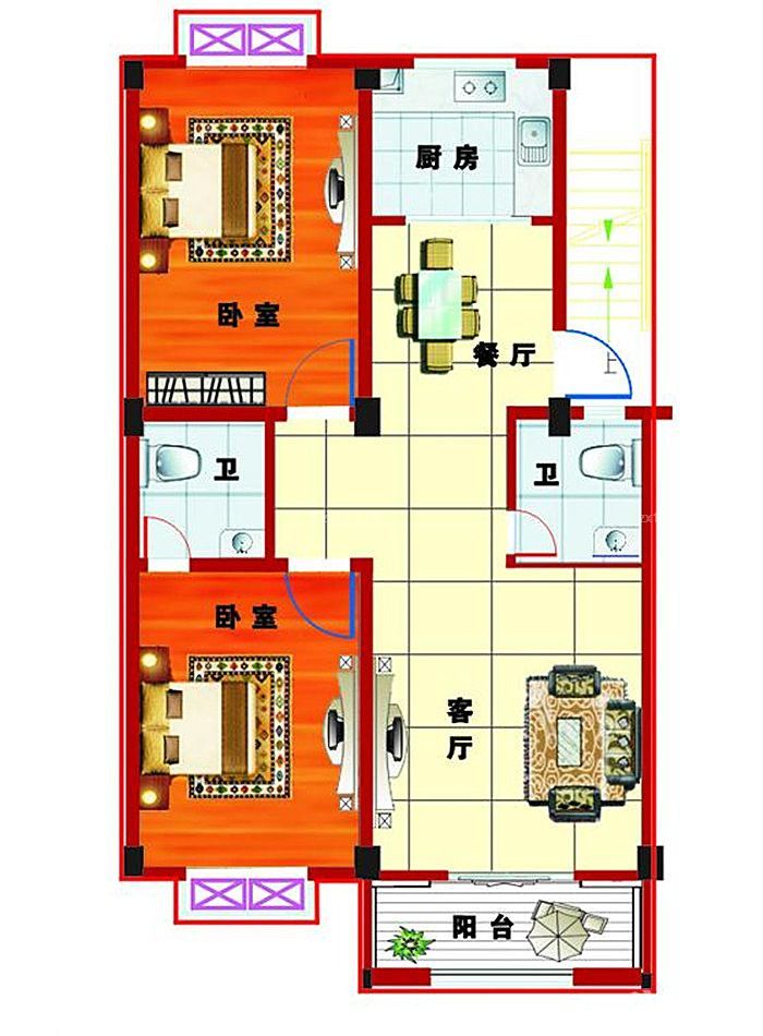 120平米別墅方形結構戶型圖