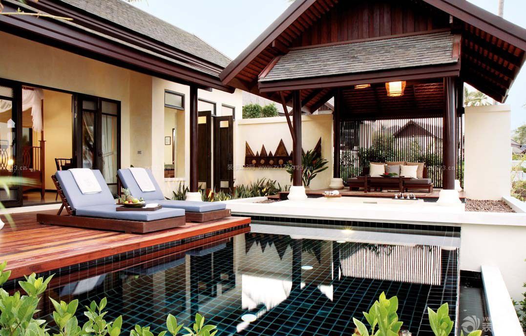 东南亚风格酒店装修图片 游泳池设计 