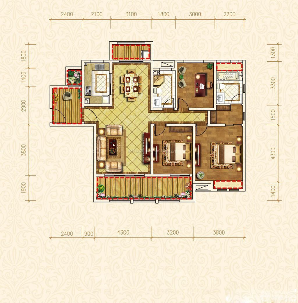 三室兩廳經典戶型圖