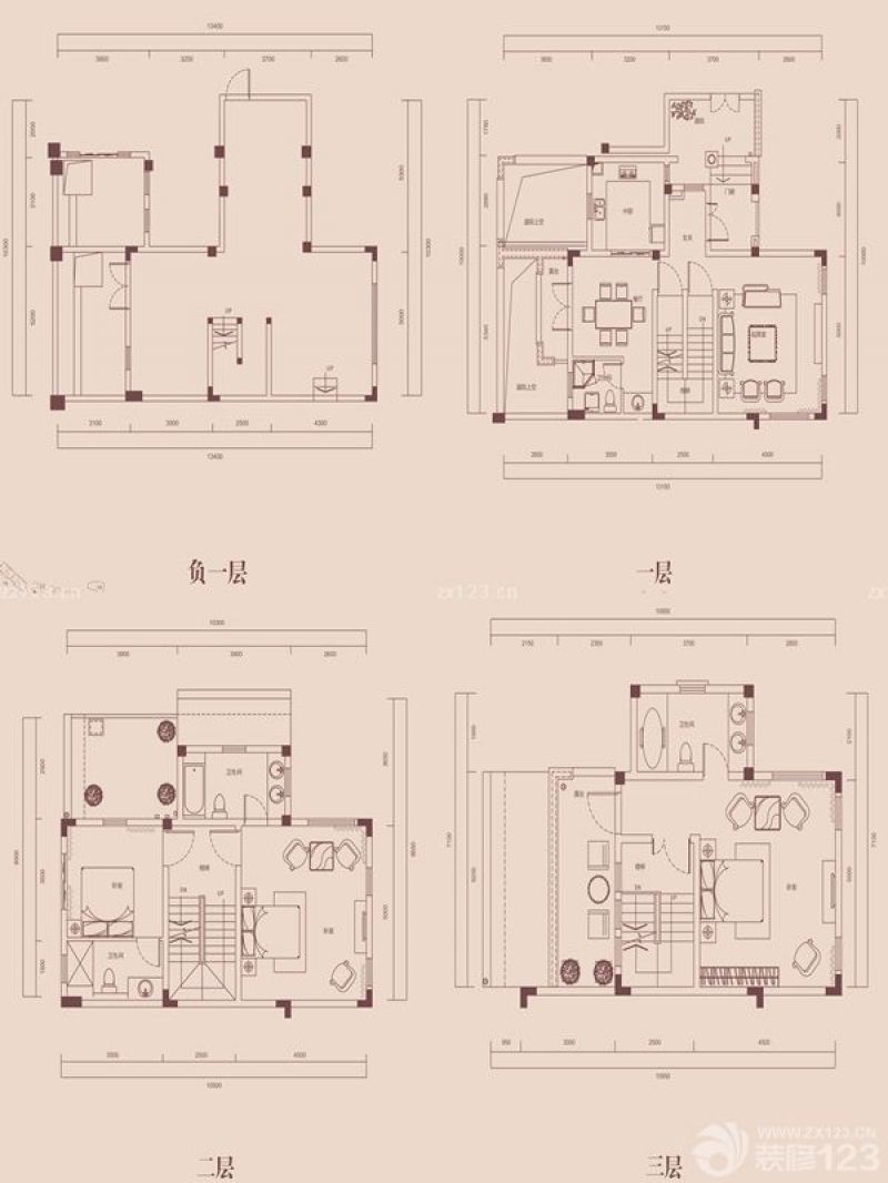 盈滨半岛户型图别墅q,h户型 3 面积:265.00㎡