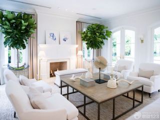 最新家庭客厅白色美式沙发图片