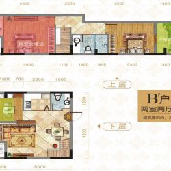 华享雕墅户型图1号楼B1户型 2室 面积:76.64㎡