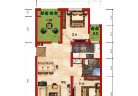 海港区88.6平米二居现代风格