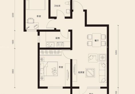 市北区90平米二居欧式风格