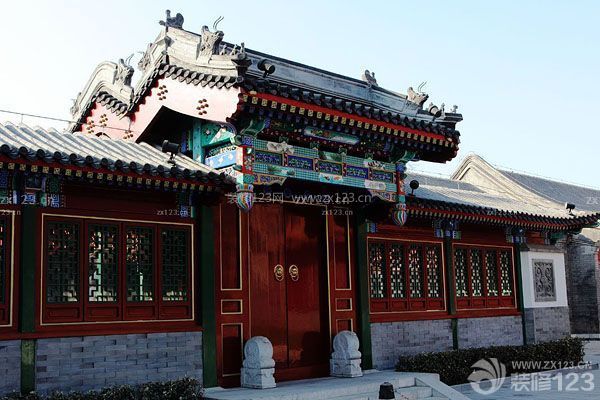 复古风四合院别墅大门设计效果图