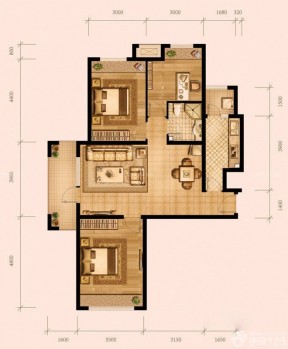 110平米三室两厅一卫户型图