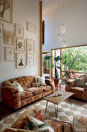 美式现代客厅照片墙模板设计案例