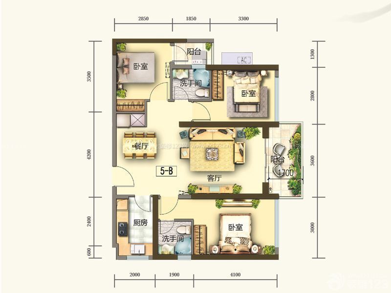 最新家装三室一厅平面图