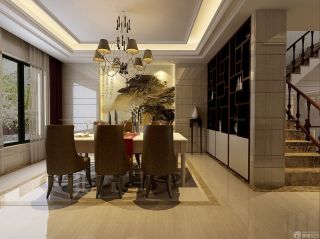 新中式别墅餐厅装饰柜设计图片