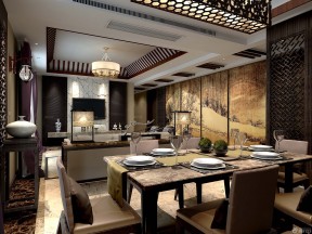 中式家装设计 大理石桌 
