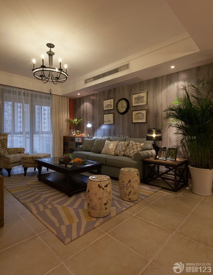 家庭客厅地面装修效果图片