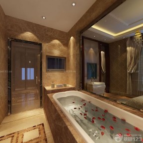 家庭浴室大理石包裹浴缸装修案例