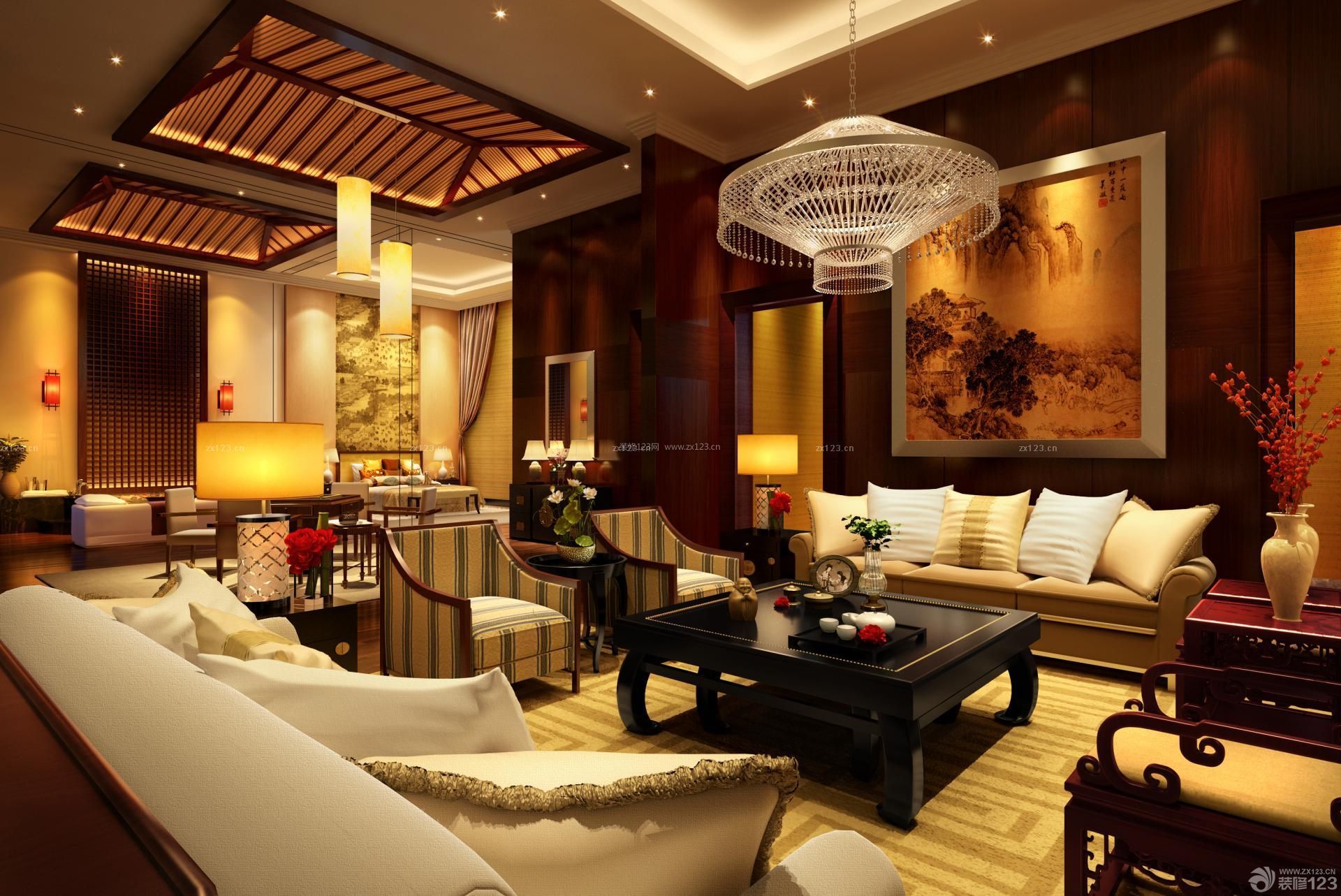 东南亚风格吊灯 家装设计样板房 家装客厅 