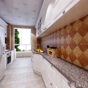 家庭室内欧式厨房瓷砖装修样板房效果图