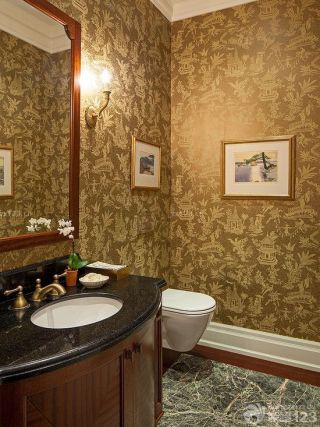 新古典风格家庭卫生间壁纸装修图片