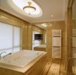 经典家庭浴室大理石包裹浴缸装修样板间