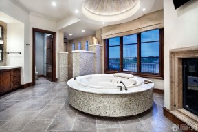 别墅室内大理石包裹浴缸设计效果图