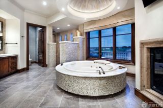 别墅室内大理石包裹浴缸设计效果图