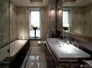 最新家居浴室大理石包裹浴缸装修效果图