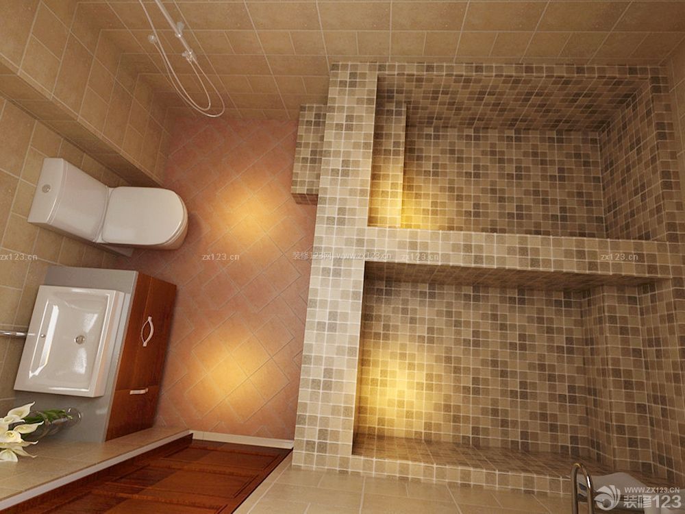 卫生间浴室砖砌浴缸装修案例 
